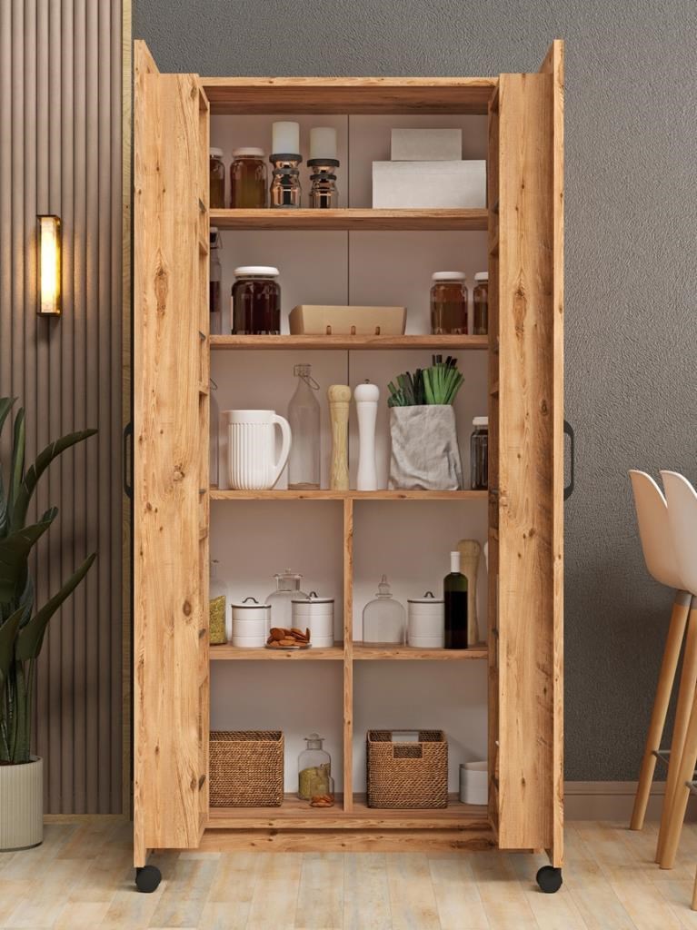 Kuzeylife Novensa Çok Amaçlı Erzak-Kiler Dolabı İki Kapaklı Çam