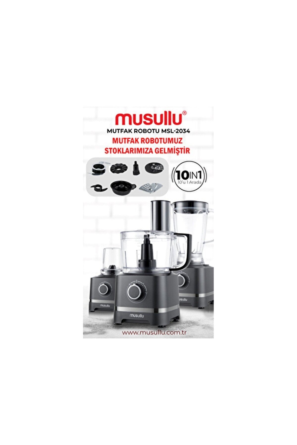 Musullu Mutfak Robotu 10 in 1 2000W MSL-2034 Siyah