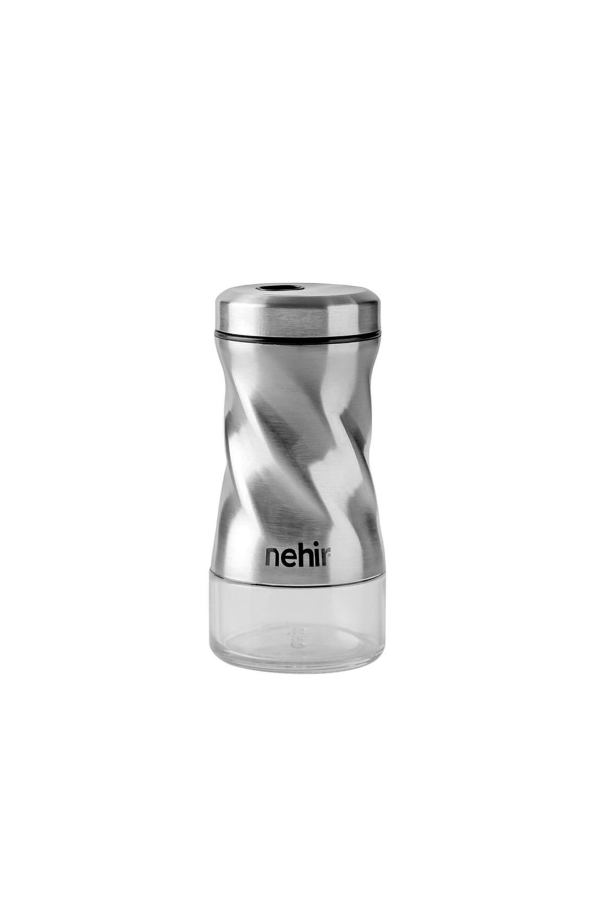 Nehir Burgulu Standlı 2 Parça Paslanmaz Çelik Baharatlık Seti