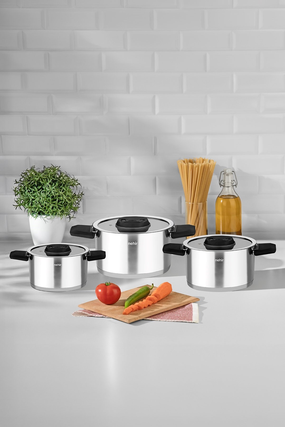 Nehir Elena Saten 6 Parça Derin Tencere Set