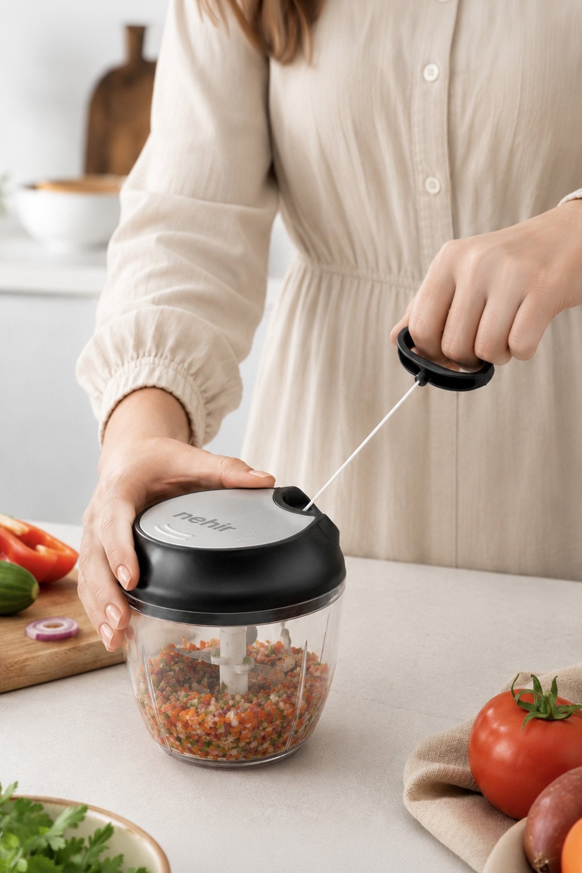 Nehir Flip 900 ml Pratik Manuel Rondo Doğrayıcı