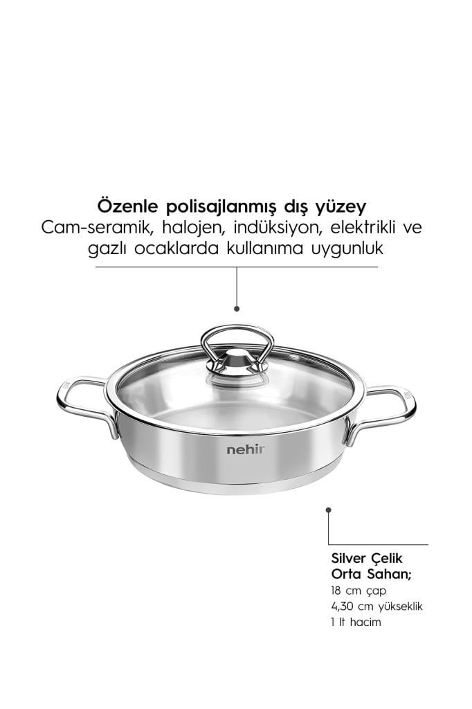 Nehir Silver 4 Parça Paslanmaz Çelik Sahan Seti (18-20 cm)