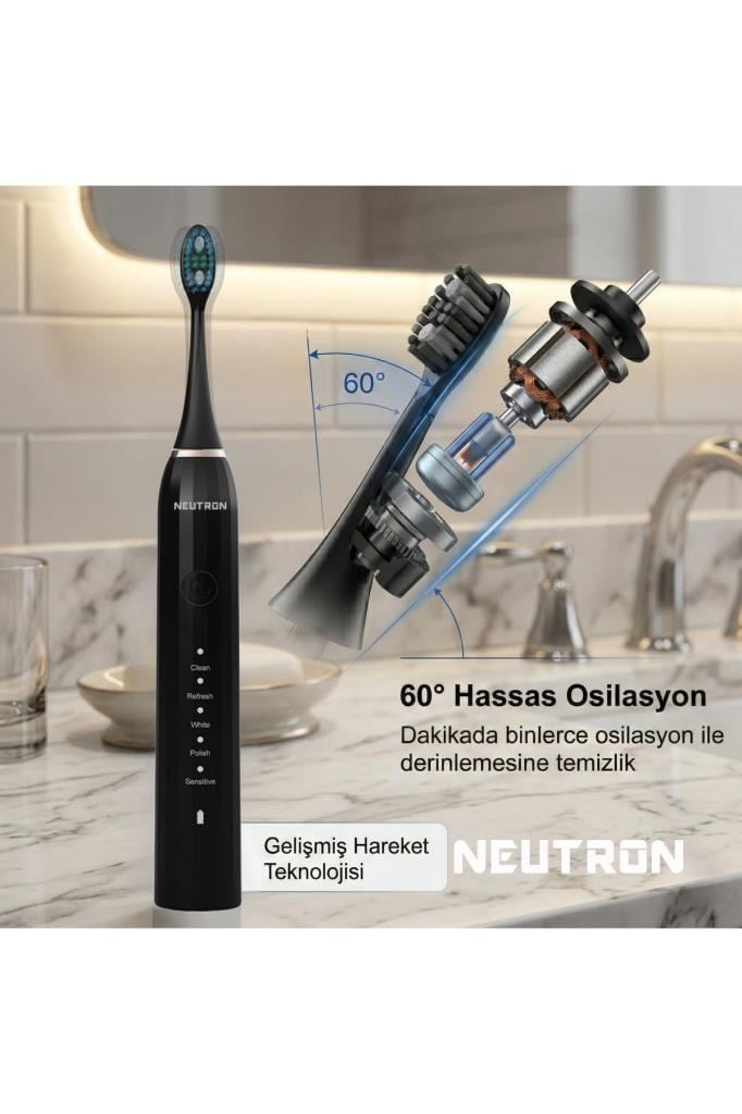 Neutron Şarjlı Sonik Diş Fırçası Şarjlı Siyah