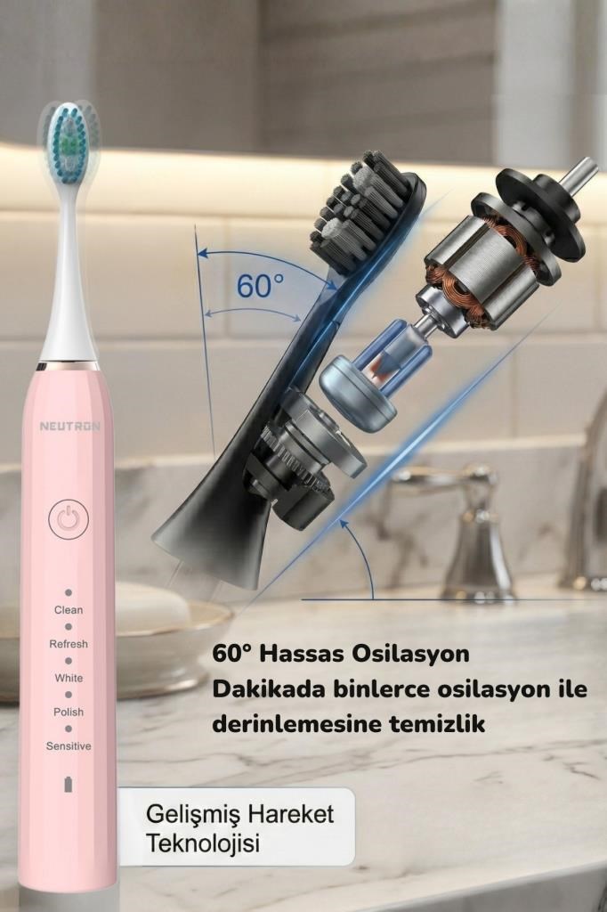 Neutron Şarjlı Sonik Şarjlı Pembe Diş Fırçası
