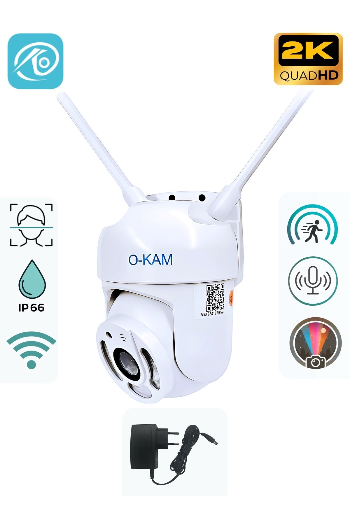 O-KAM 3031PRO Tek Kamera 3MP Hareketli Wifi Akıllı Kamera,Yapay Zeka, Gece Görüş,Karşılıklı Konuşma
