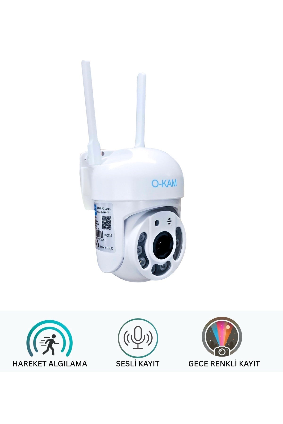 O-KAM 3031PRO Tek Kamera 3MP Hareketli Wifi Akıllı Kamera,Yapay Zeka, Gece Görüş,Karşılıklı Konuşma