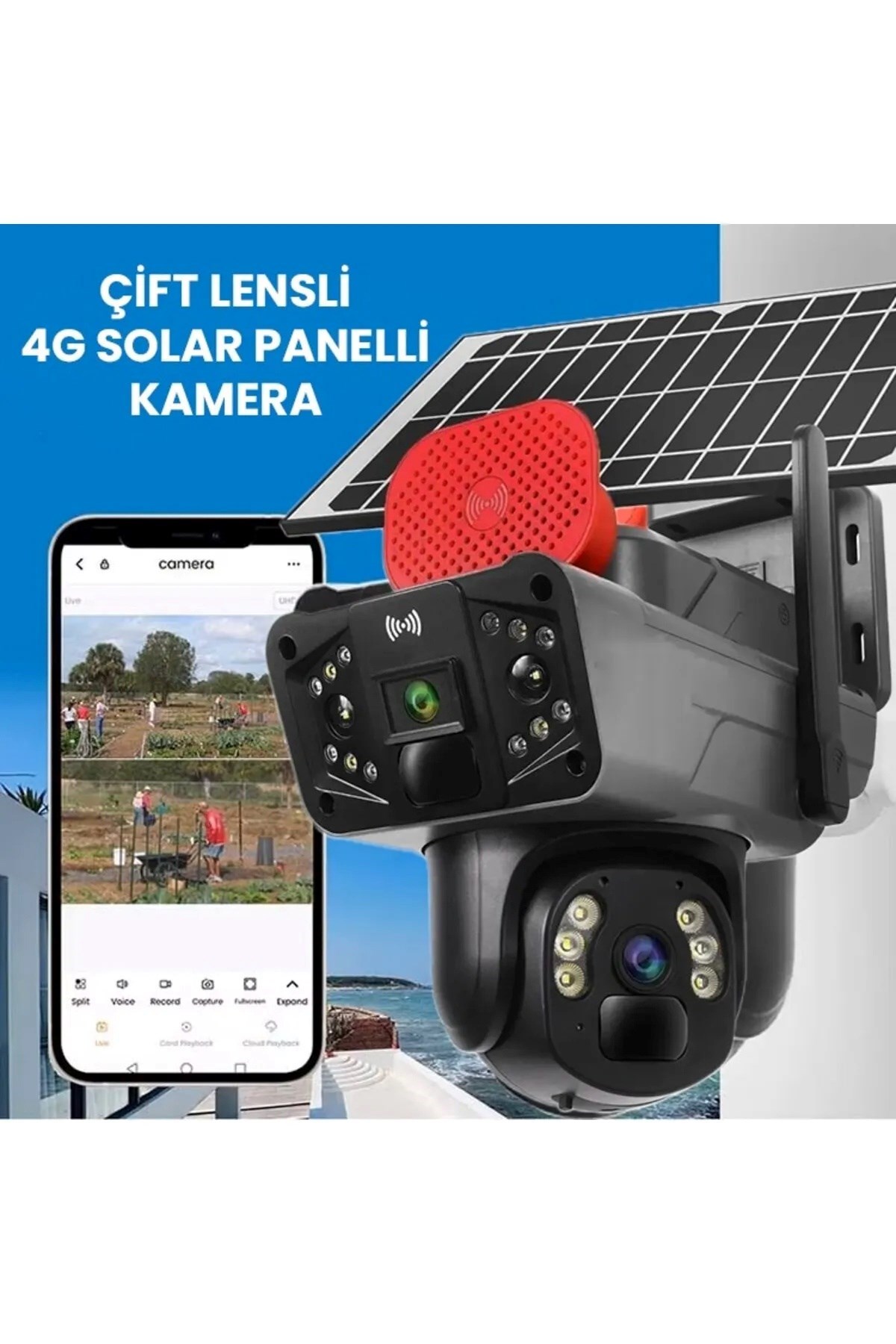 O-KAM 3915 4g 6mp Dual Lensli Güneş Enerjili Sim Kart Destekli Güvenlik Kamerası Sirenli Yeni Model