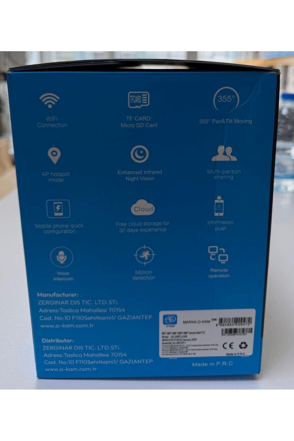O-KAM OK-206W Wifi 12MP 4 Lens AOV Sirenli Gece Görüş Sesli Güvenlik Kamerası Kişi Takibi Adaptörlü