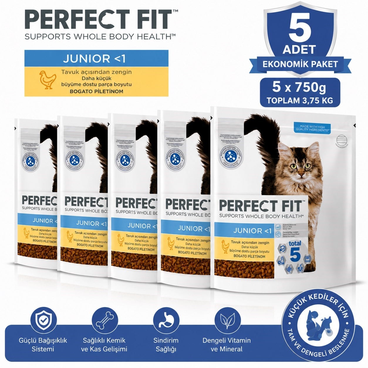 Perfect Fit Tavuklu Yavru Kedi Kedi Maması 750 gr*5 ADET