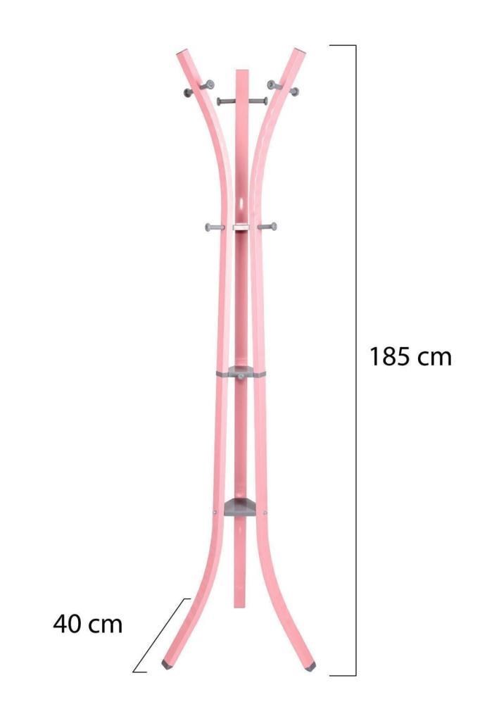 Perilla Metal Lobby 360 Ayaklı Portmanto Askılık Pembe 40 cm 185 cm