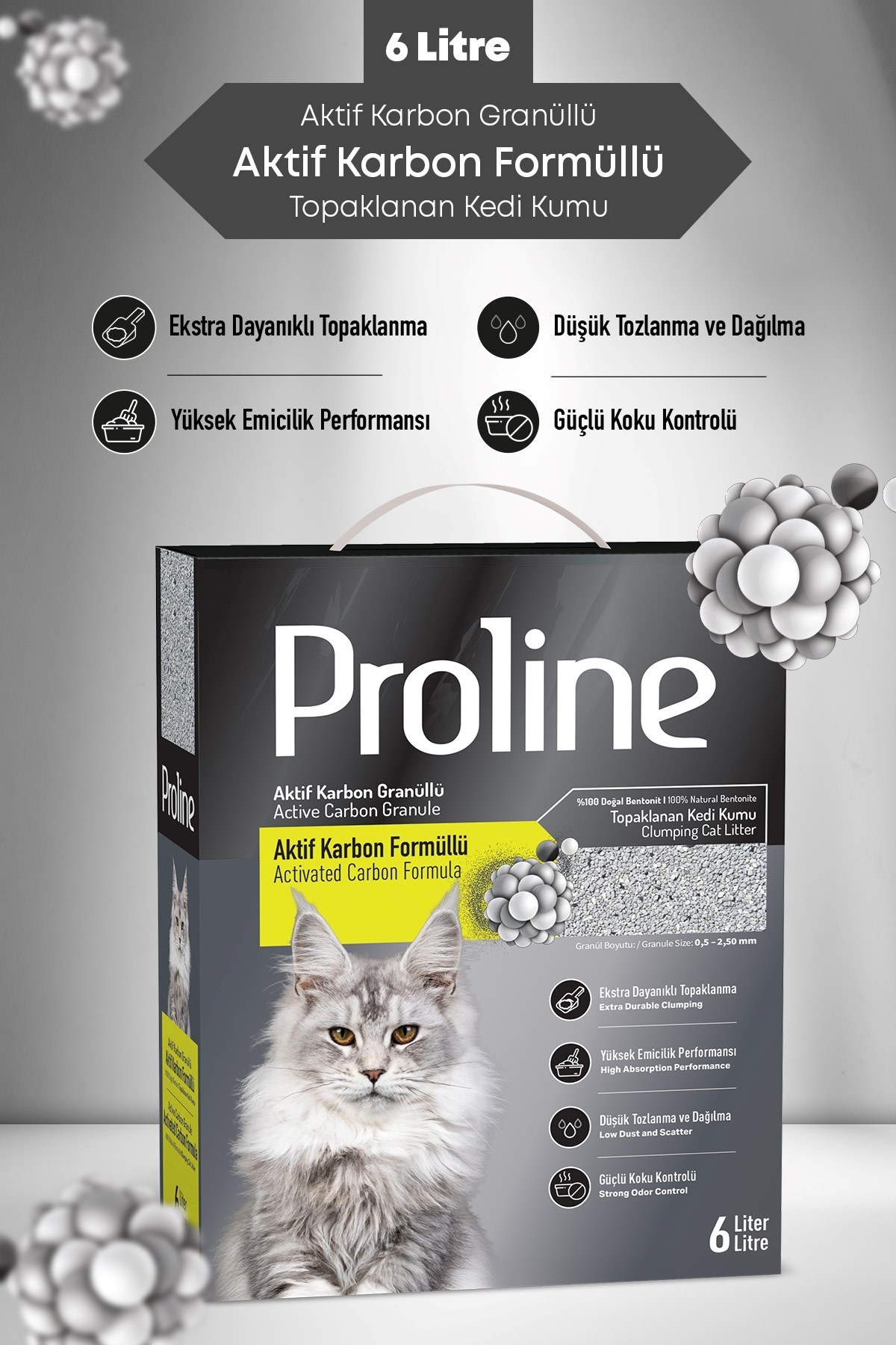 Proline Aktif Karbon Tanecikli Kedi Kumu 4X6lt.