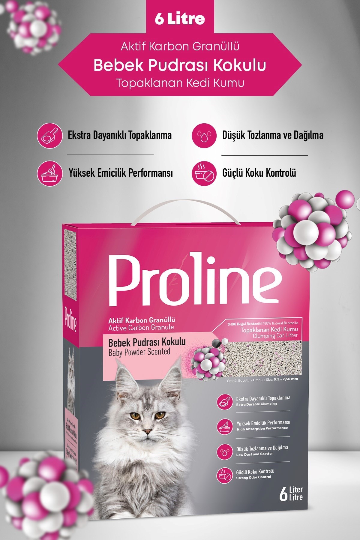 Proline Bebek Pudrası Kokulu Kedi Kumu 2X6Lt.