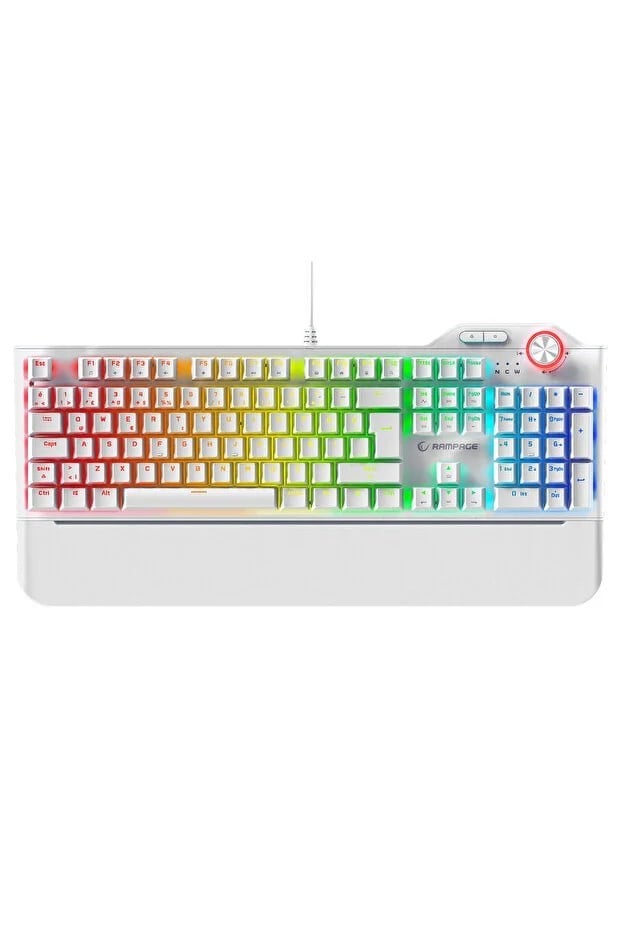 Rampage Hydra R6 Full Color RGB LED Gaming Pro Red Switch Mekanik Klavye - Beyaz