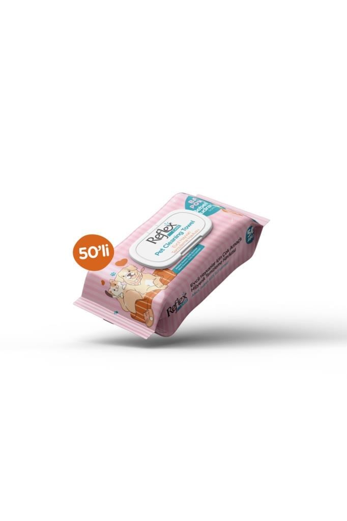 REFLEX CARE EVCİL HAYVANLAR İÇİN ÇOK AMAÇLI HİJYENİK TEMİZLEME HAVLUSU 50’Lİ-BEBEK PUDRASI KOKULU