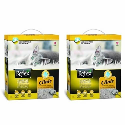 Reflex Klinik Özel Tanecik Hızlı Topaklanan Kedi Kumu 10 Lt 2'Li Set