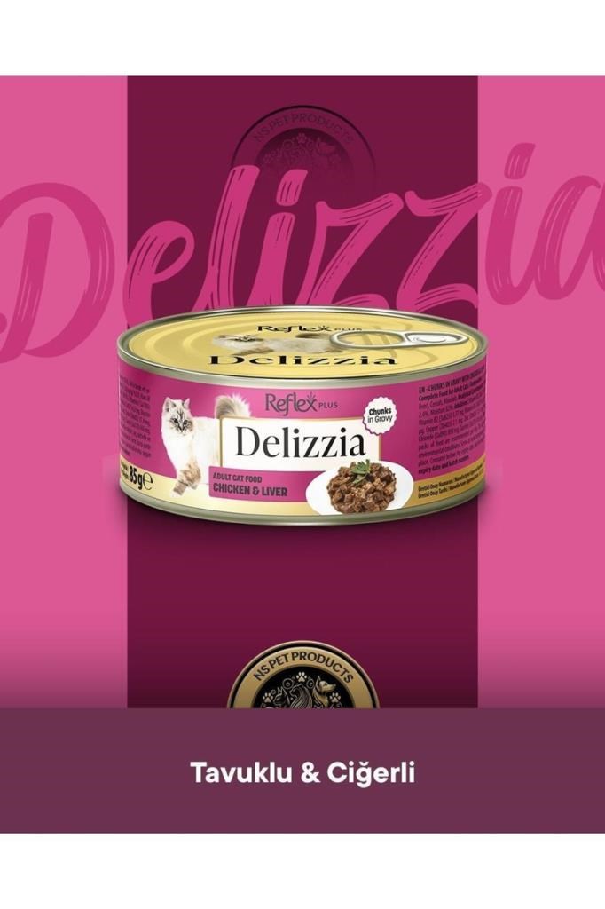 Reflex Plus Delizzia Yetişkin Tavuklu-Ciğerli Gravy Kedi Maması 12x85 gram