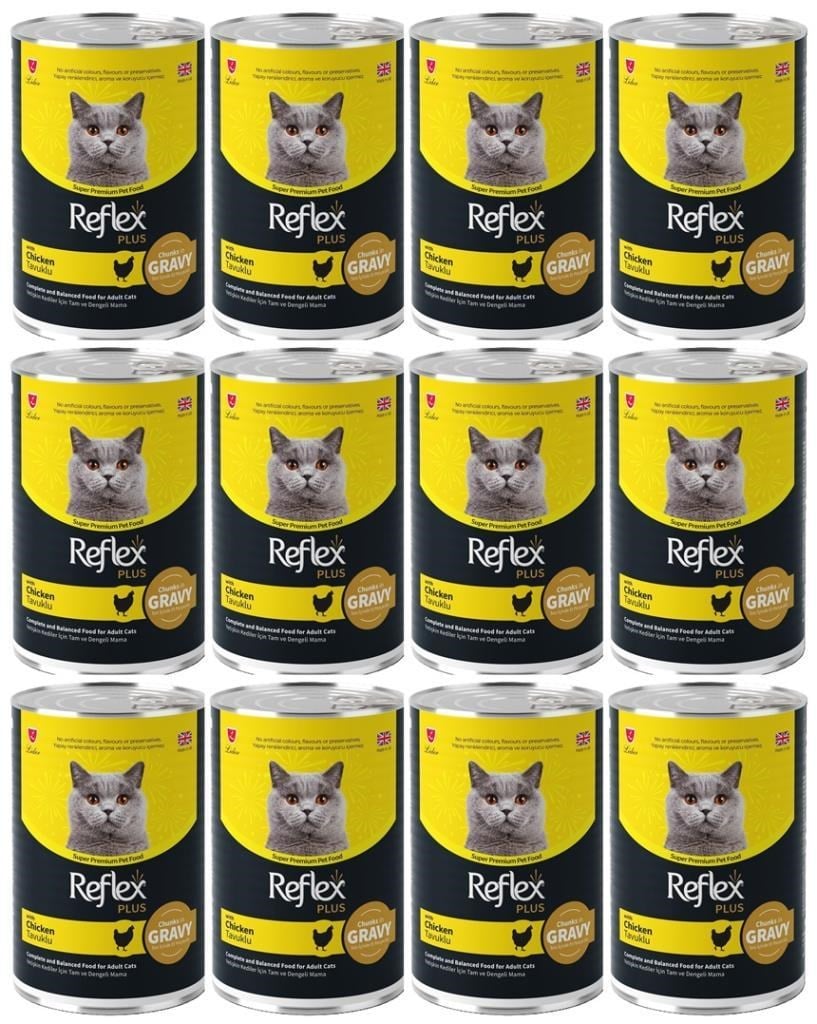 Reflex Plus Gravy Tavuklu Sos İçinde Et Parçacıklı Kedi Konservesi 400 Gr*12 ADET