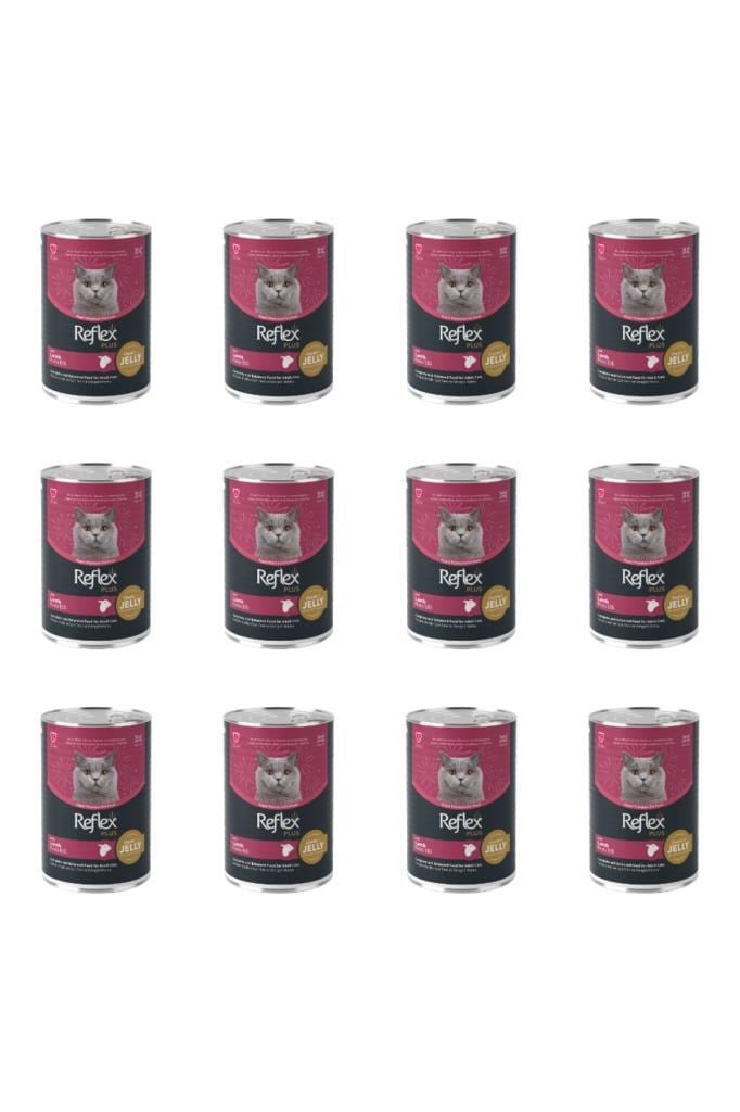 Reflex Plus Jöle içinde Et Parçacıklı Kuzu Etli Yetişkin Kedi Konservesi 400 gr*12 ADET