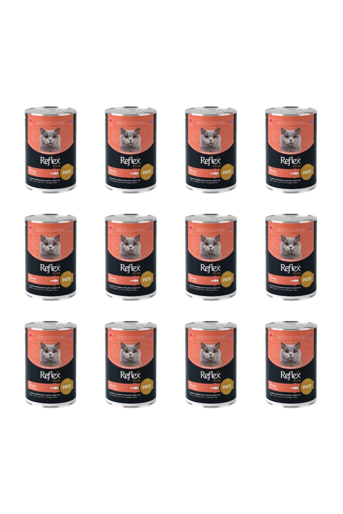 Reflex Plus Konserve Pate Somonlu Yetişkin Kedi Maması 395 G*12 ADET
