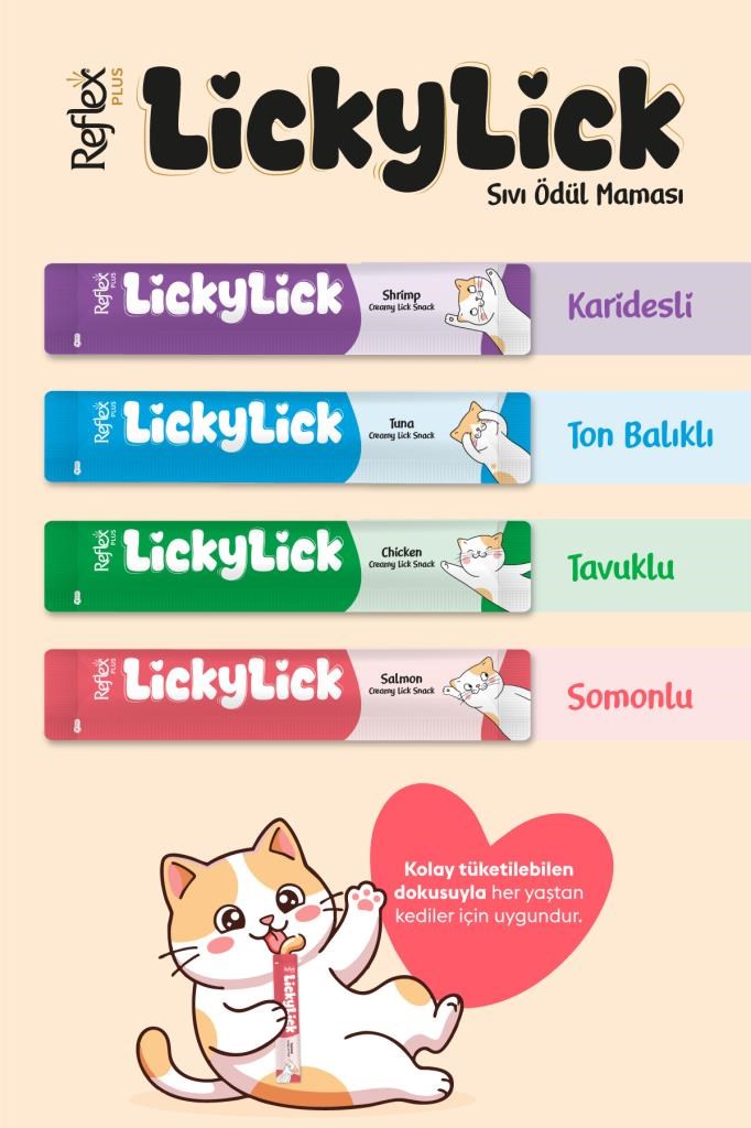 Reflex Plus LickyLick Sıvı Ödül Maması Karışık Paket 15g x 16 Adet