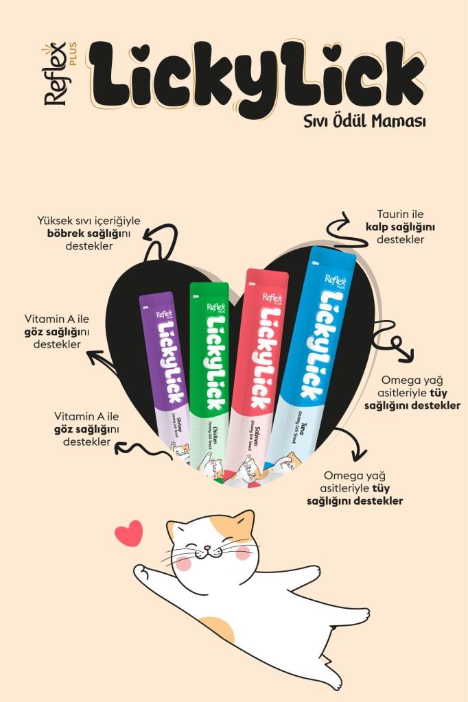 Reflex Plus LickyLick Sıvı Ödül Maması Karışık Paket 15g x 16 Adet