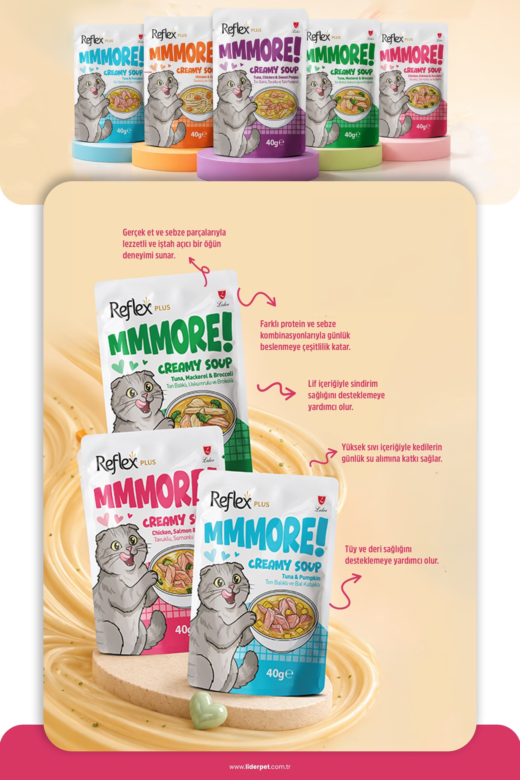 Reflex Plus Mmore Karışık Kremalı Kedi Çorbası 40 Gr*30lu SET