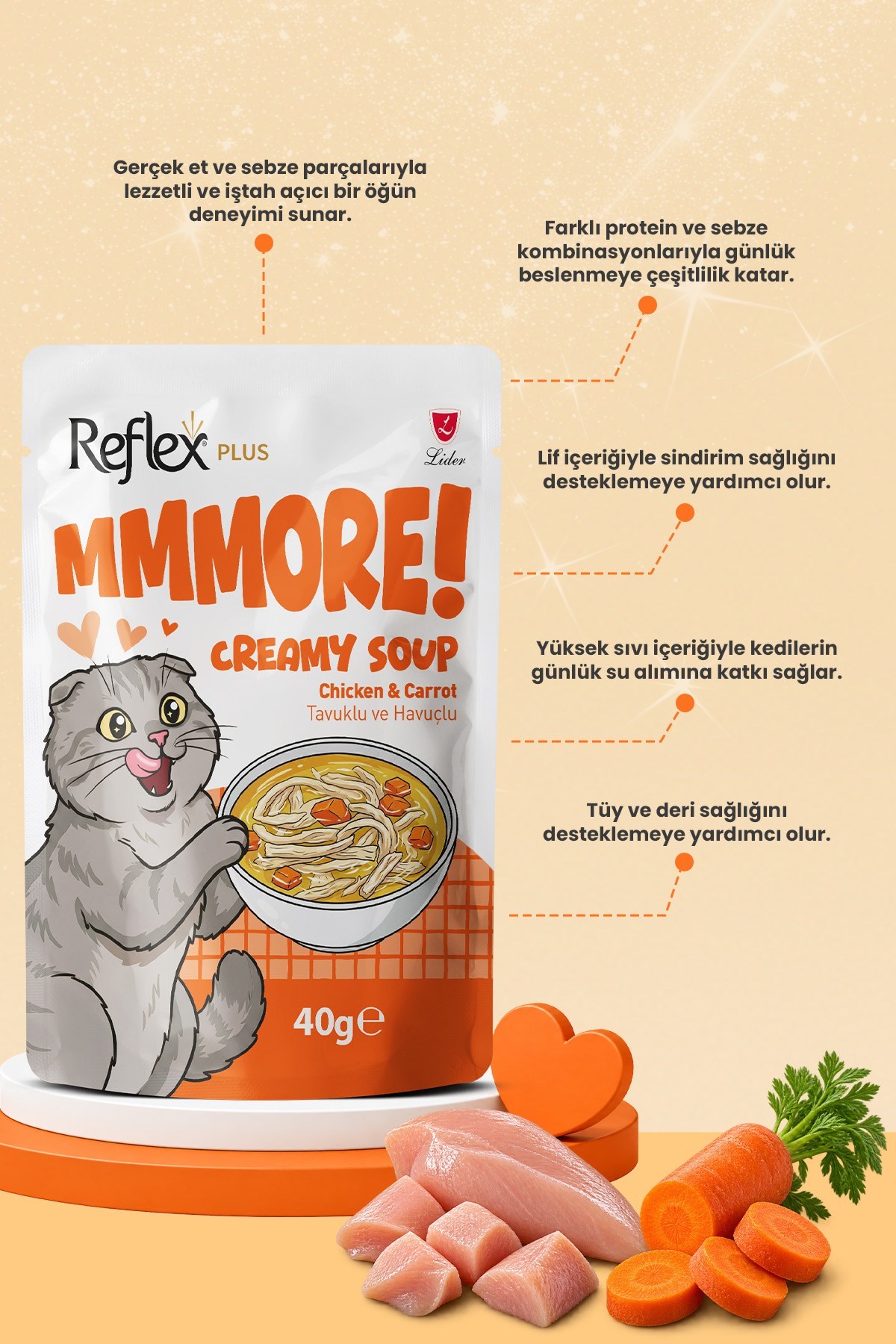 Reflex Plus Mmore Tavuklu Ve Havuçlu Kremalı Kedi Çorbası 40 Gr*24lü SET