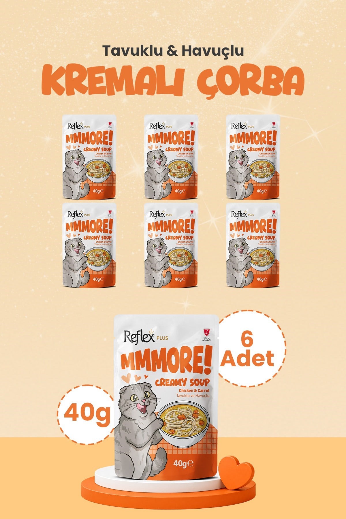 Reflex Plus Mmore Tavuklu Ve Havuçlu Kremalı Kedi Çorbası 40 Gr*6lı SET