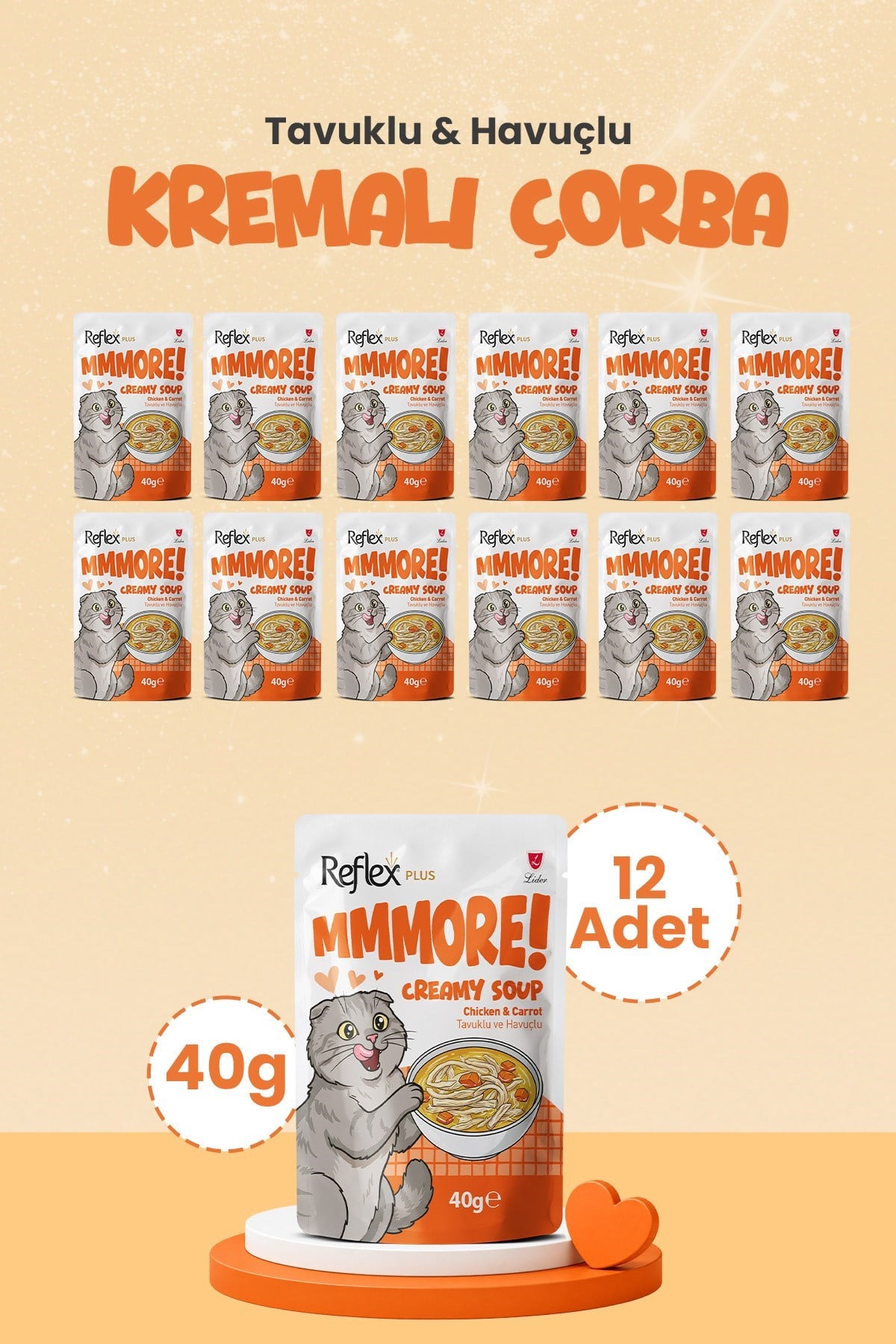 Reflex Plus Mmore Tavuklu Ve Havuçlu Kremalı Kedi Çorbası 40 Gr*12li SET