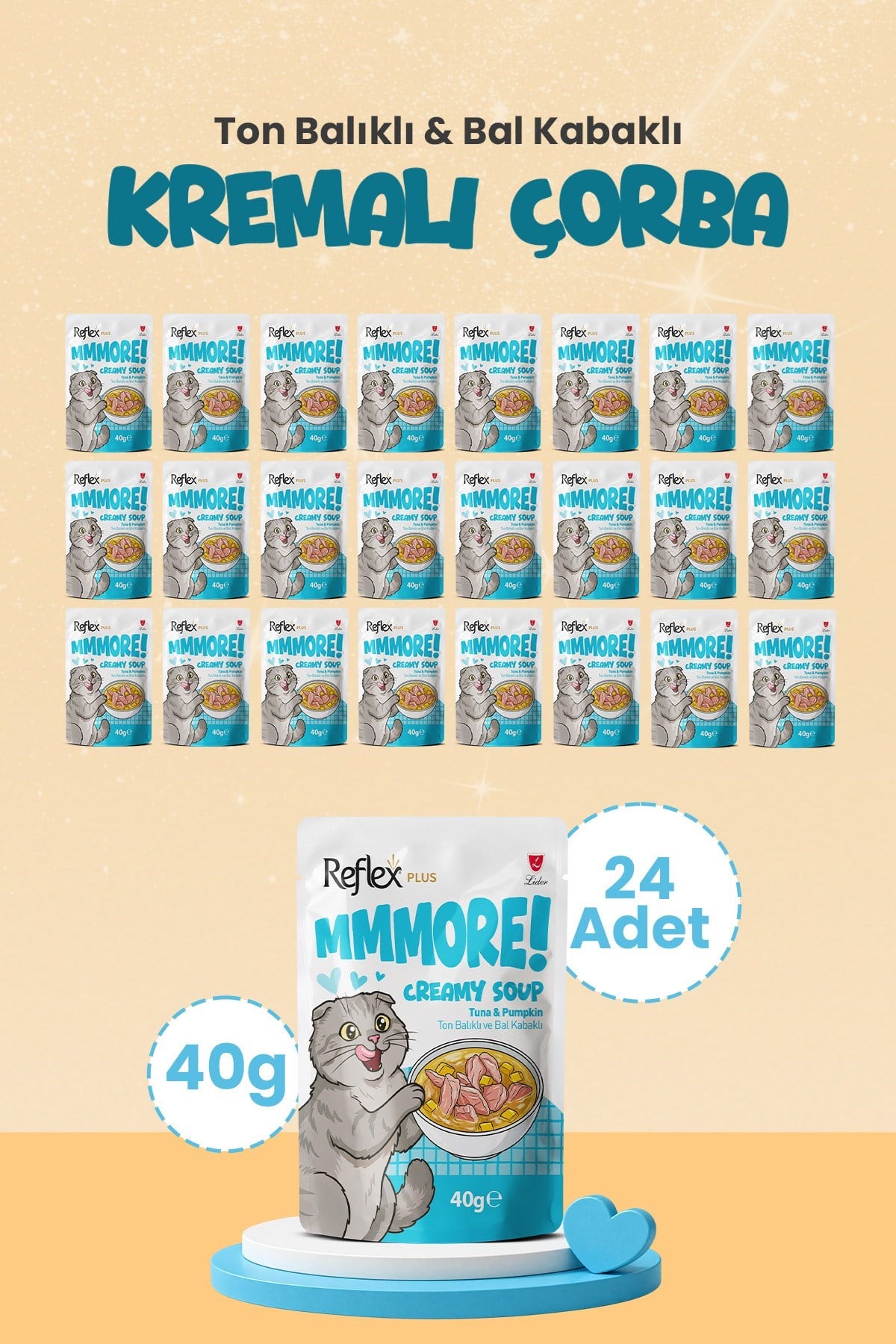 Reflex Plus Mmore Ton Balıklı Ve Bal Kabaklı Kremalı Kedi Çorbası 40 Gr*24lü SET