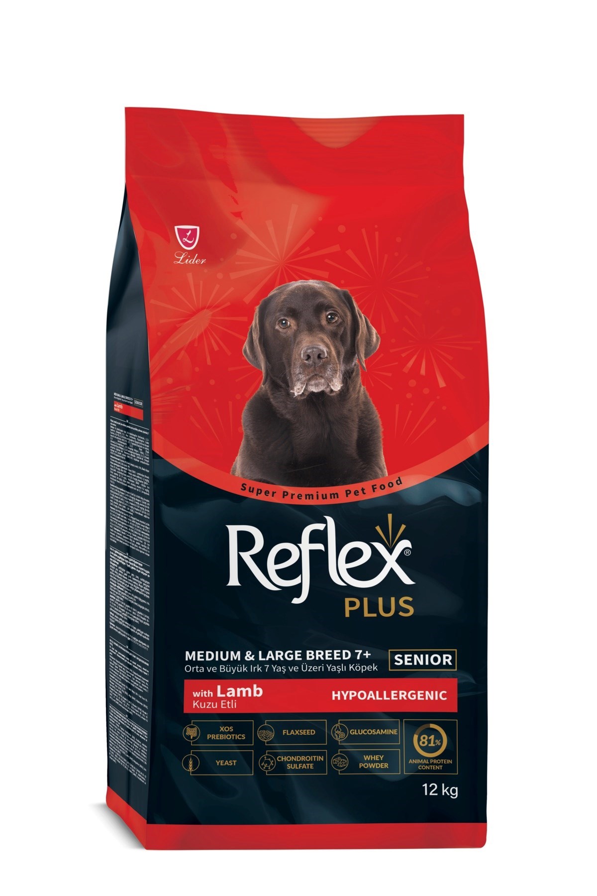 Reflex Plus Orta ve Büyük Irk +7 Yaş Üzeri Yaşlı Reflex Plus Orta ve Büyük Irk +7Köpek Maması 12 kg