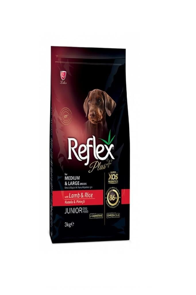 Reflex Plus Orta ve Büyük Irk Kuzulu Pirinçli Yavru Köpek Maması 3 Kg