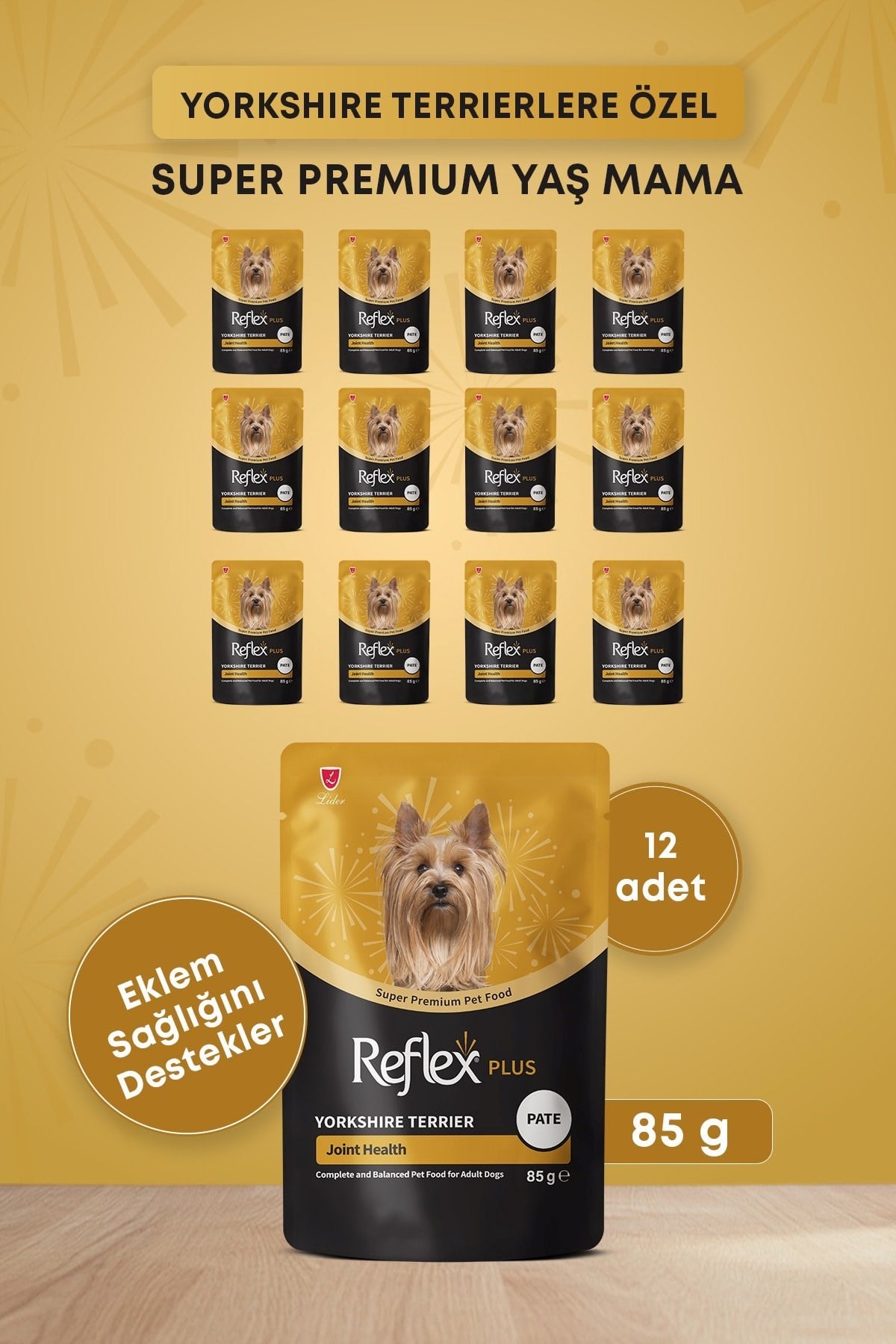 Reflex Plus Pouch Yorkshire Terrier Joint Health Pate Yetişkin Köpek Yaş Maması 85gr x 12 Adet