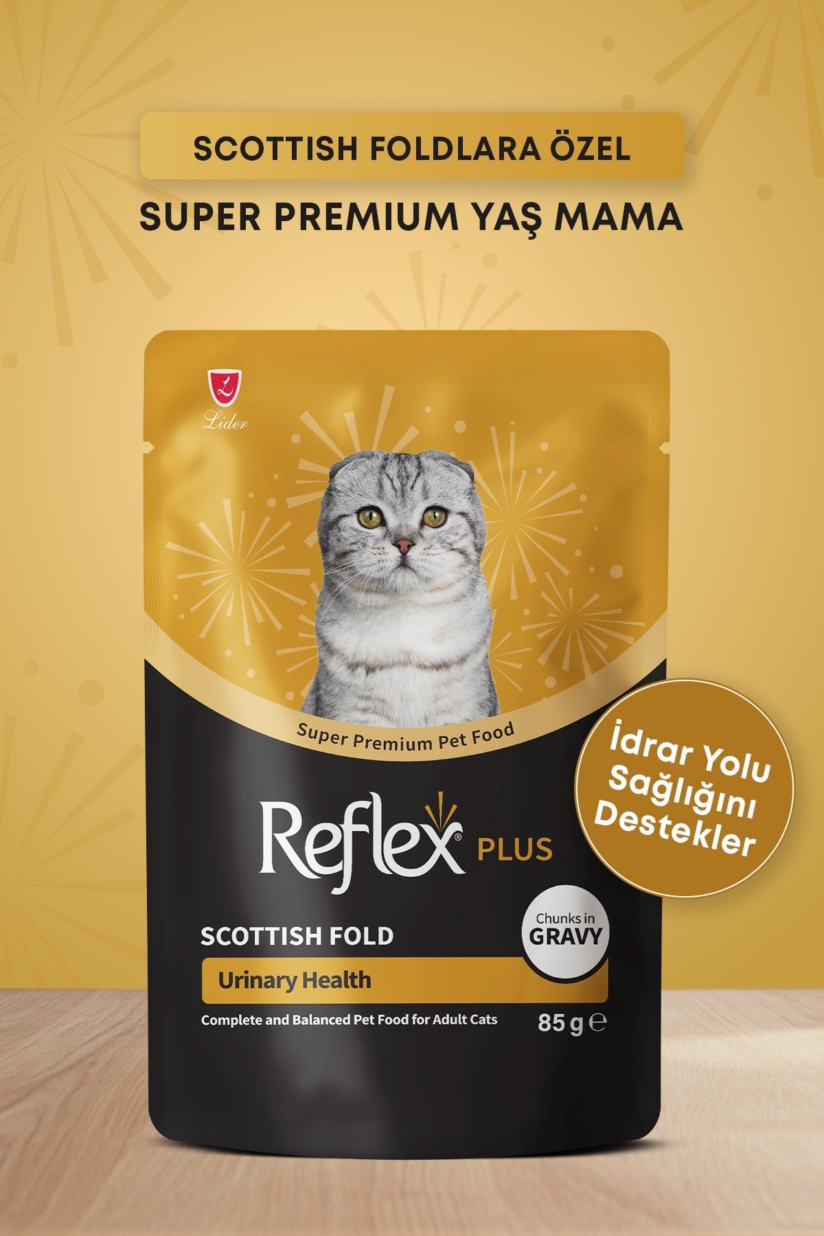 Reflex Plus Pounch Scottish Fold Sos İçinde Et parçacıklı Yetişkin Kedi Maması 85 Gr*24lü