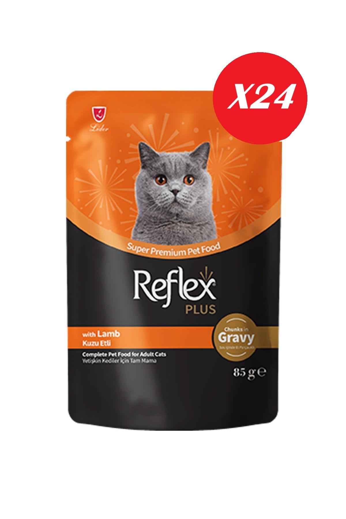 Reflex Plus Sos İçinde Parça Kuzu Etli Yetişkin Kedi Konservesi 85 gr*24 Adet
