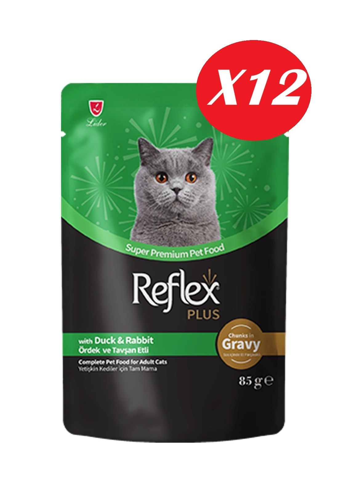 Reflex Plus Sos İçinde Parça Ördek ve Tavşan Etli Yetişkin Kedi Konservesi 85 gr*12 Adet