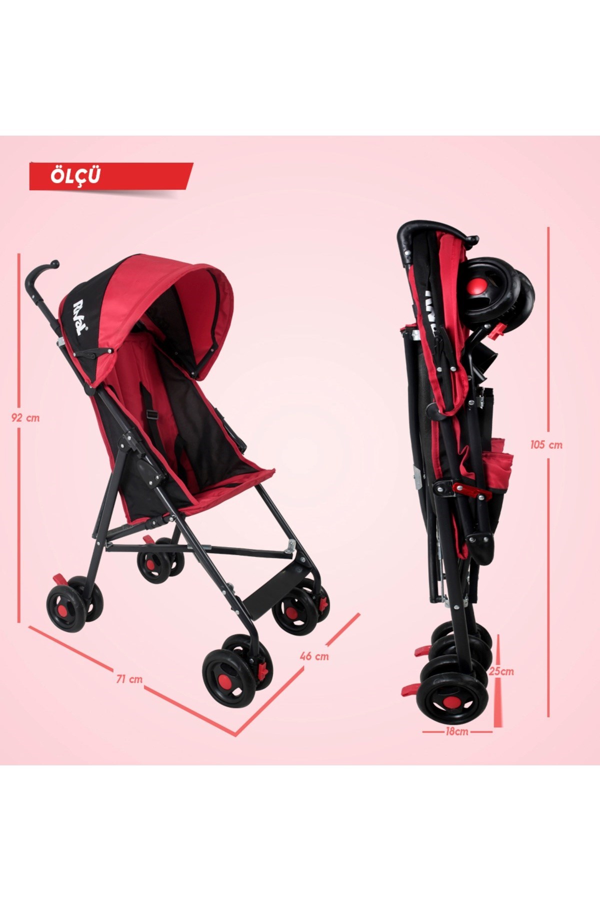 Rival Rv108 Tokyo Hafif Baston Bebek Arabası Bordo