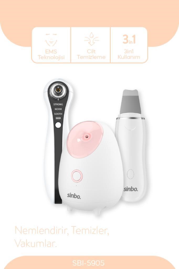 Sinbo 3’ü 1 Arada Yüz Bakım Seti Gözenek Temizleme + Peeling + Masaj
