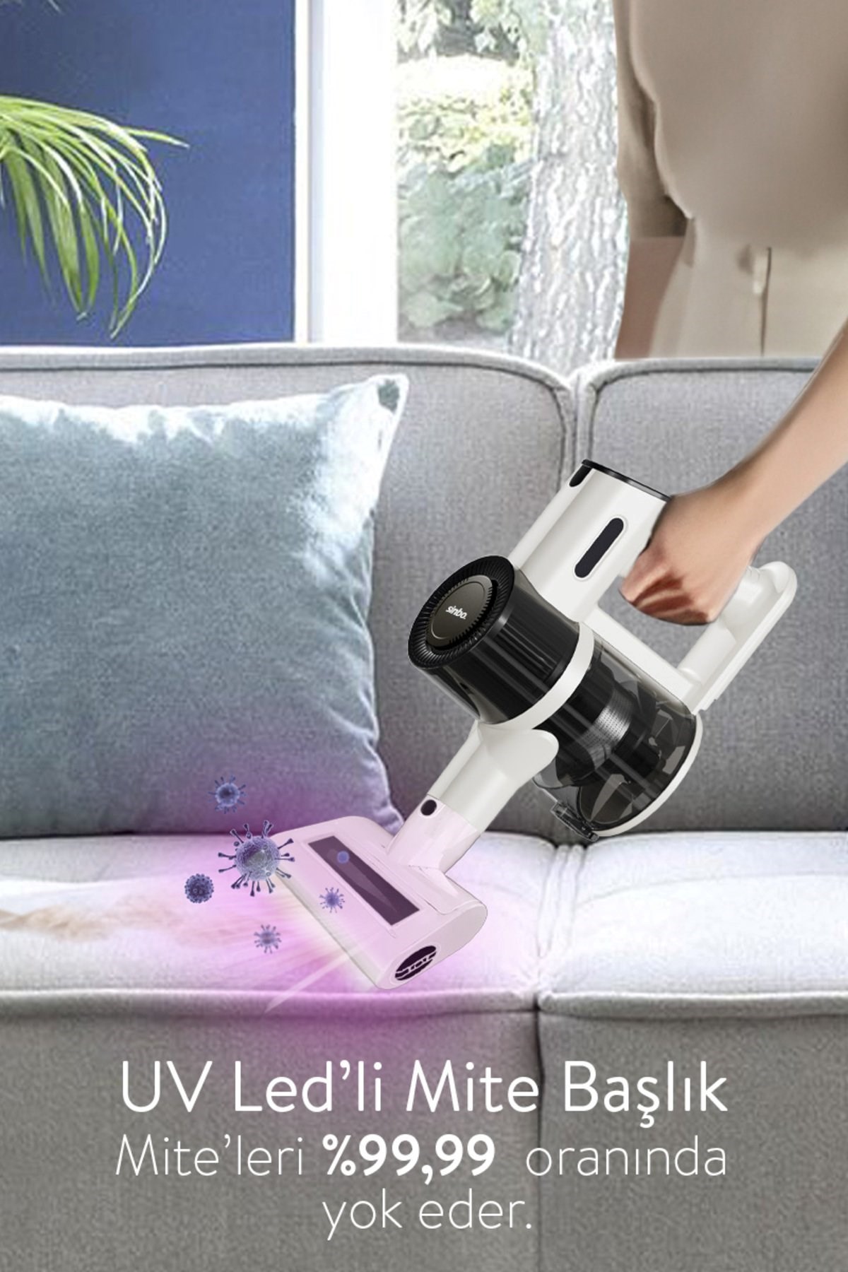 Sinbo Bldc Motorlu Dikey Kablosuz Şarjlı Led Aydınlatmalı Süpürge Svc-8620 Beyaz