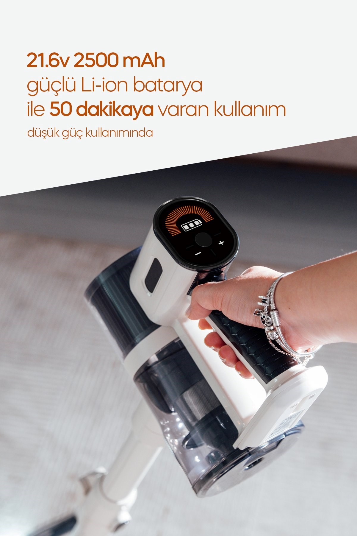 Sinbo Bldc Motorlu Dikey Kablosuz Şarjlı Led Aydınlatmalı Süpürge Svc-8620 Beyaz