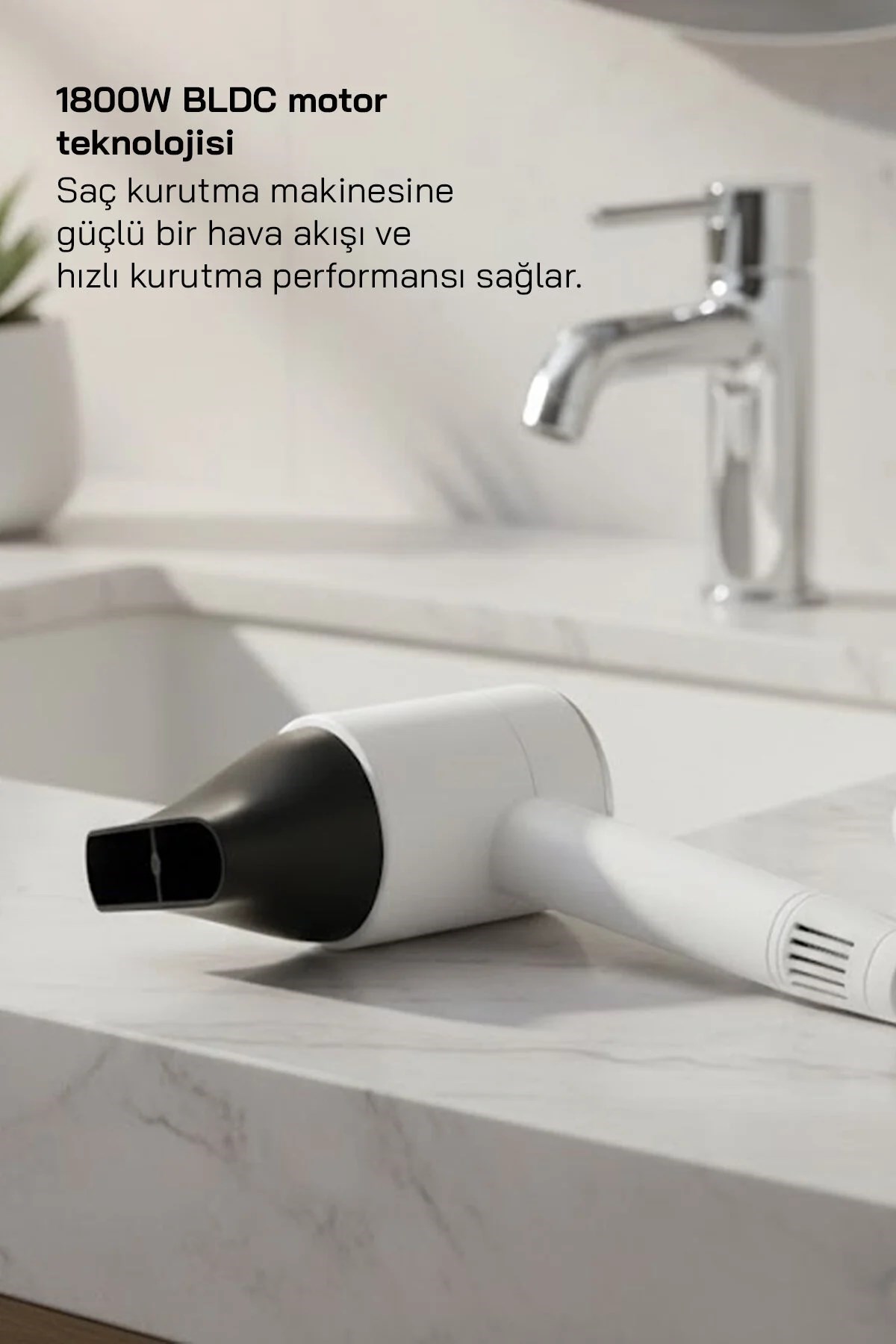 Sinbo SHD-1705 BLDC Saç Kurutma Makinesi Beyaz 1800W Güç, 3 Isı Ayarı,Soğuk Üfleme