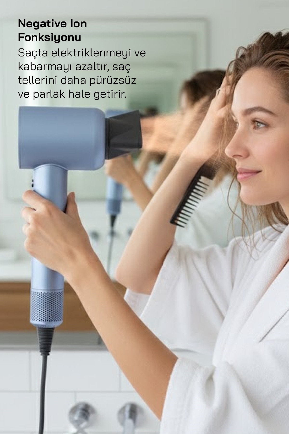 Sinbo Shd-1714 Bldc Negatif İyonlu Profesyonel Saç Kurutma Makinesi Buz Mavi