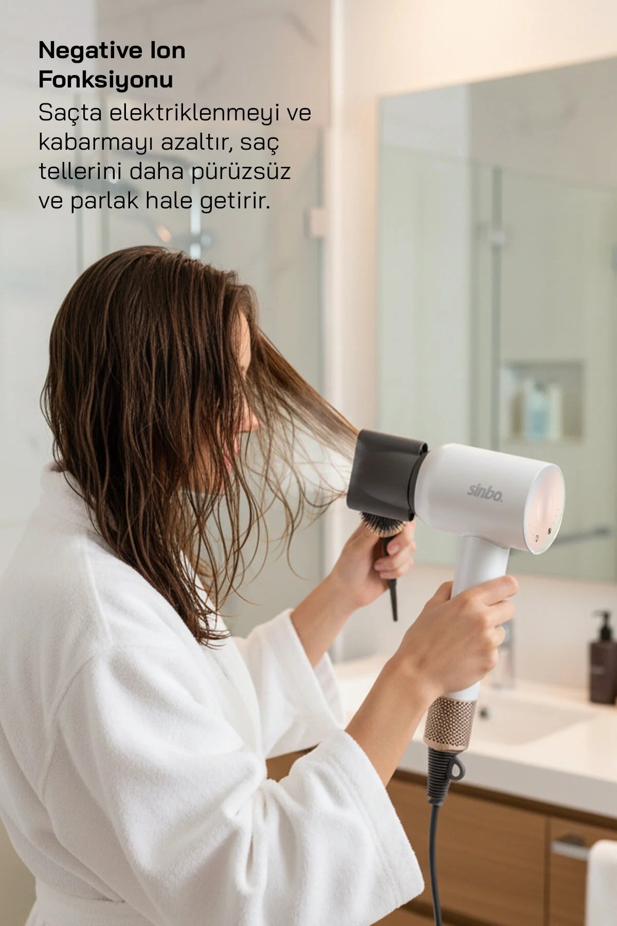 Sinbo Shd-1714 Bldc Negatif İyonlu Profesyonel Saç Kurutma Makinesi Beyaz