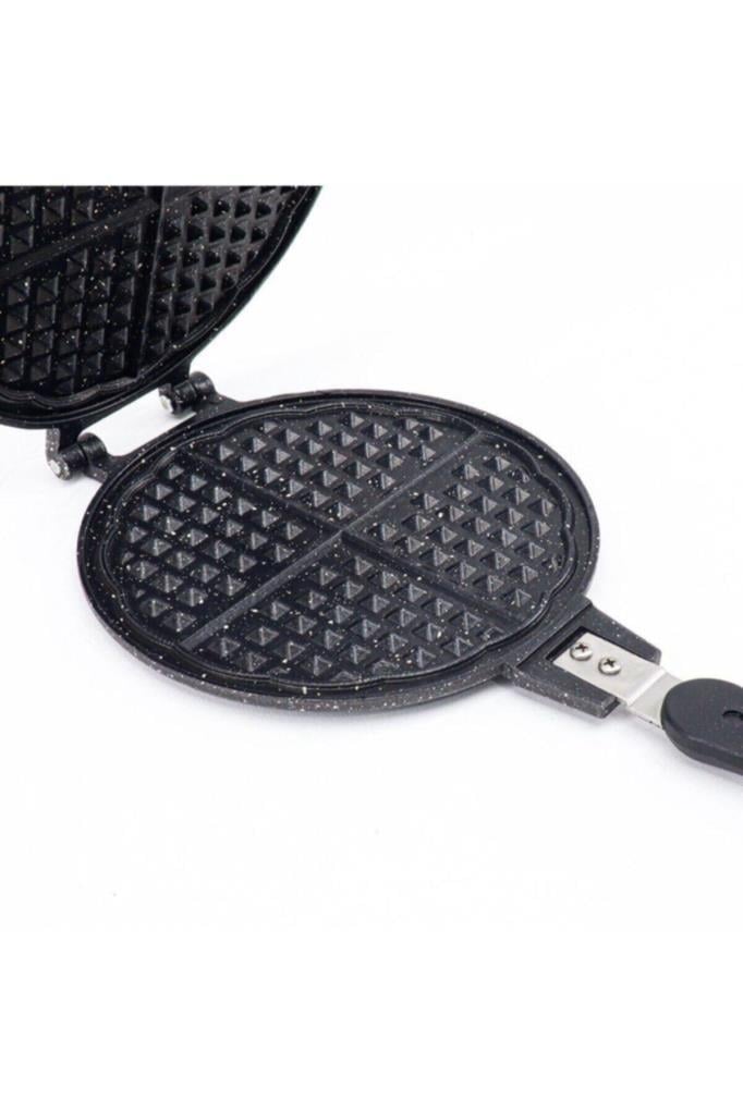 TAŞHAN Lüks Granit Ocak Üstü Waffle Tavası Bakalit Sap