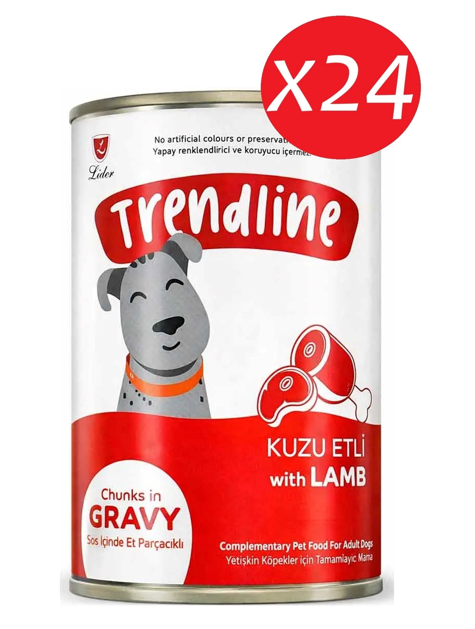 Trendlıne Konserve Sos İçinde Et Parçacıklı Kuzu Etli Yetişkin Köpek Maması 400 G*24 adet
