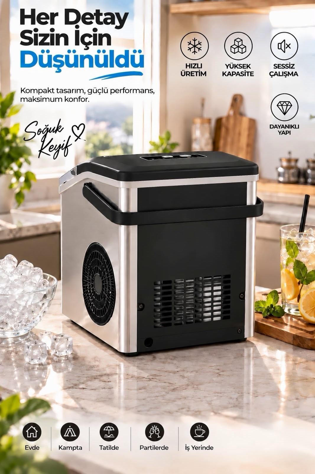 Vexgen Fineblue Taşınabilir Hızlı Buz Yapma Makinesi