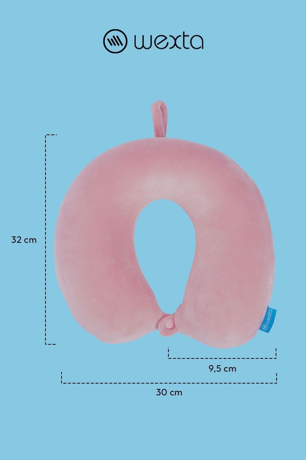 Wexta Seyahat Boyun Yastığı Comfort Ortopedik Seyahat Yastığı Visco Pembe