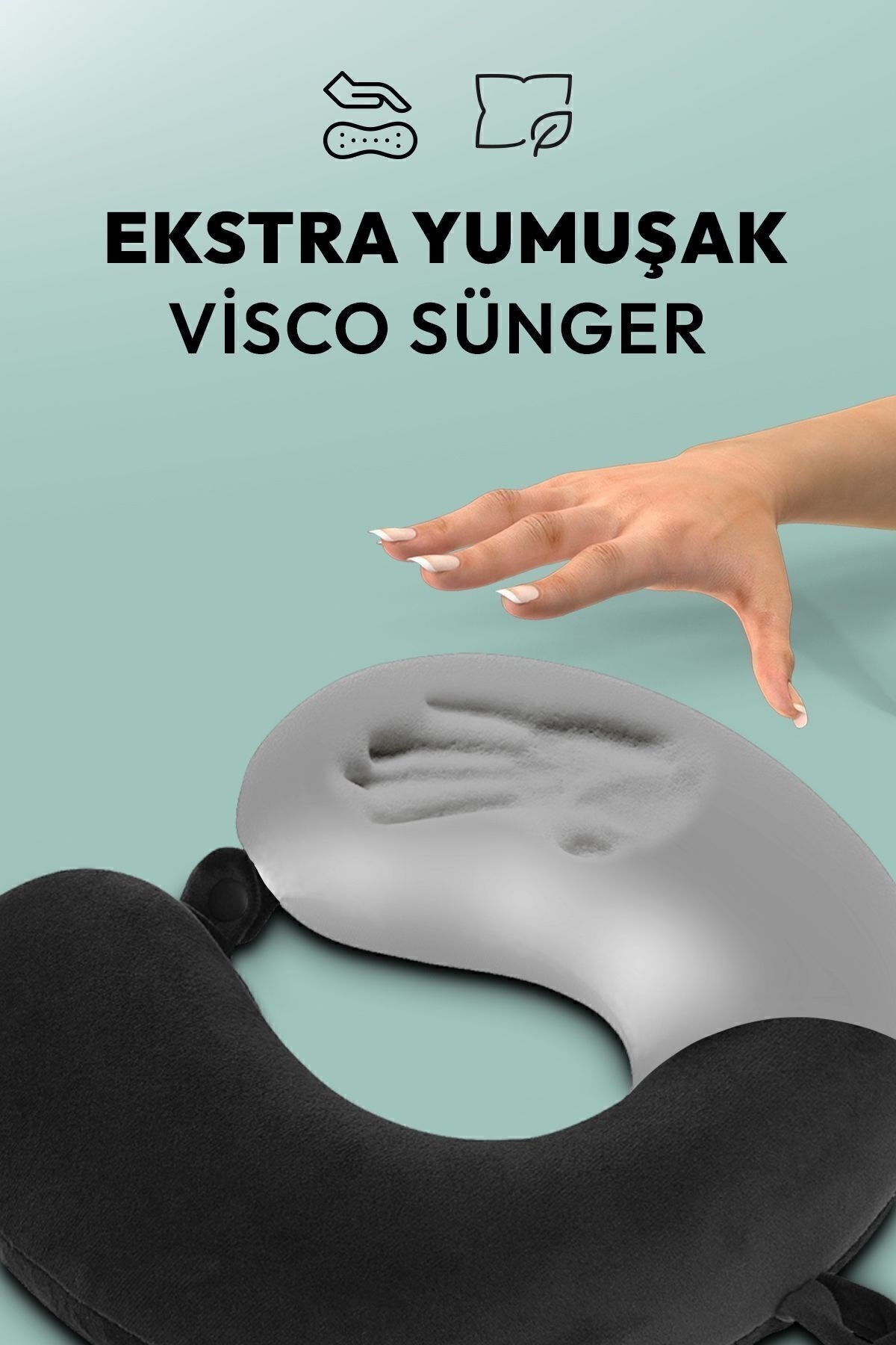 Wexta Seyahat Boyun Yastığı Comfort Ortopedik Seyahat Yastığı Visco Siyah