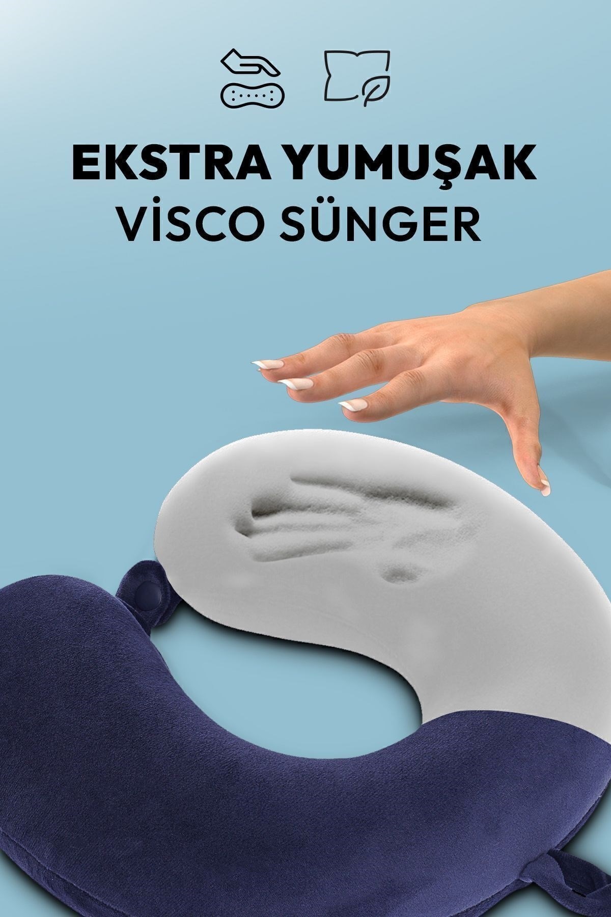 Wexta Seyahat Boyun Yastığı Comfort Ortopedik Seyahat Yastığı Visco Lacivert
