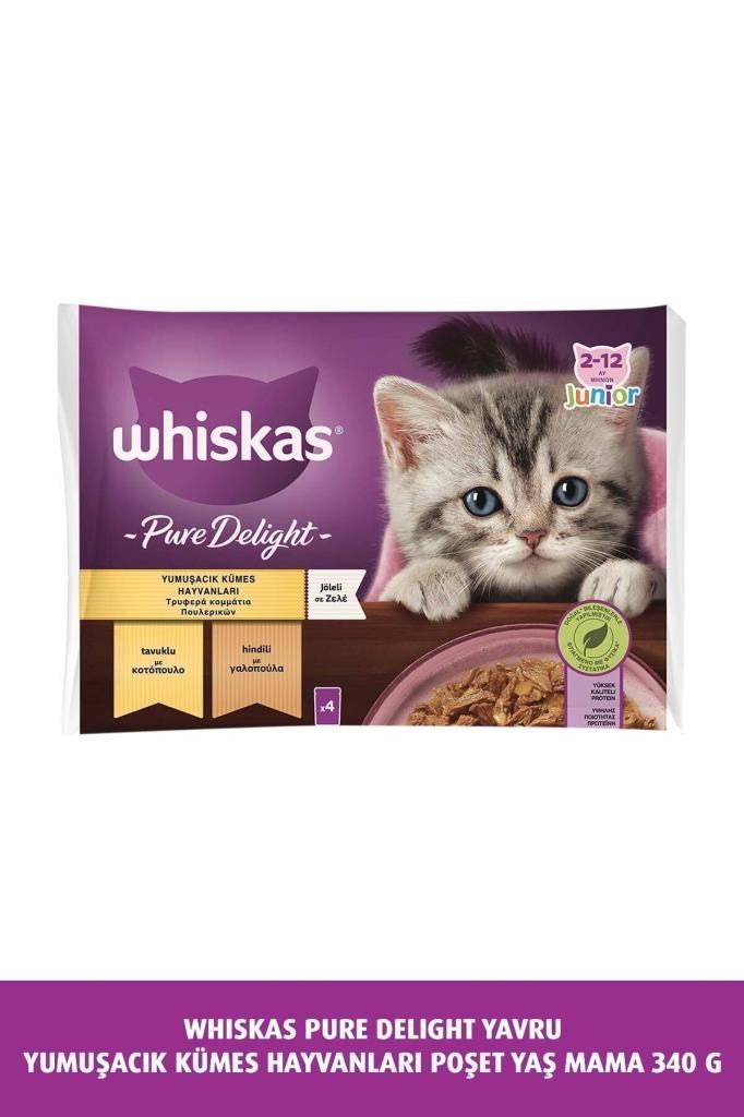 Whiskas Pouch Güveç Eti Çeşitli Yavru Kedi Konservesi 85gr 4 lü Paket x 4 Adet